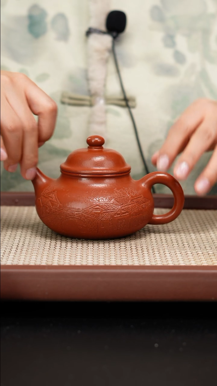 【闪购商品】紫砂茶壶小煤窑朱泥容天刻绘