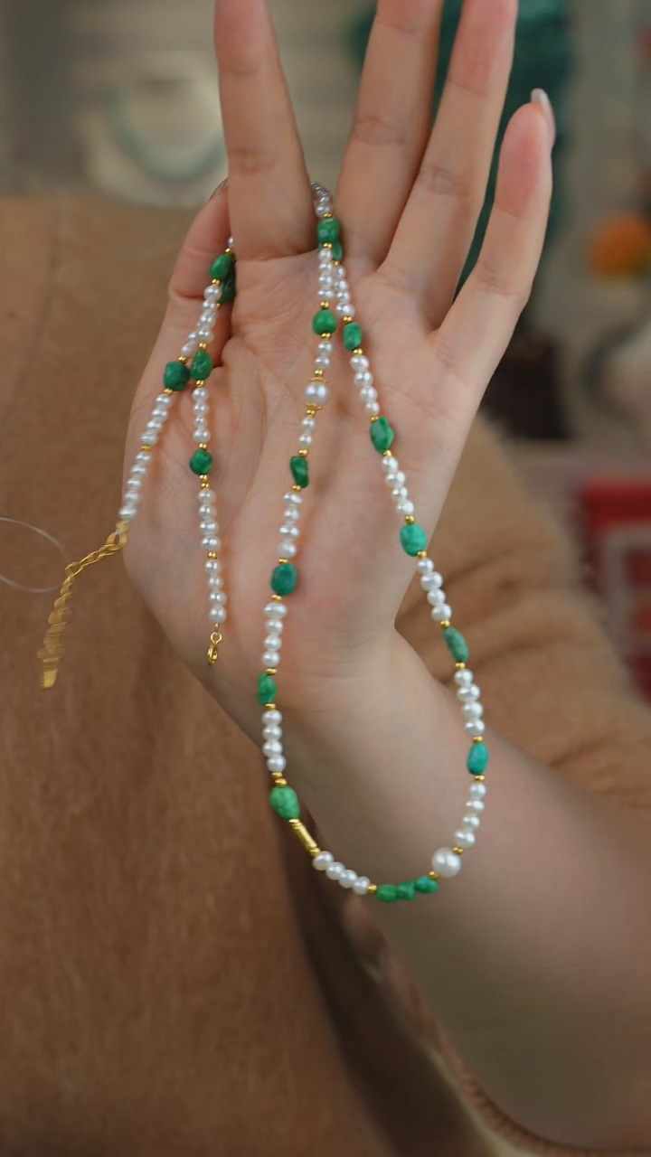 【闪购商品】绿松石项链银S925镀金镶嵌多样性发货