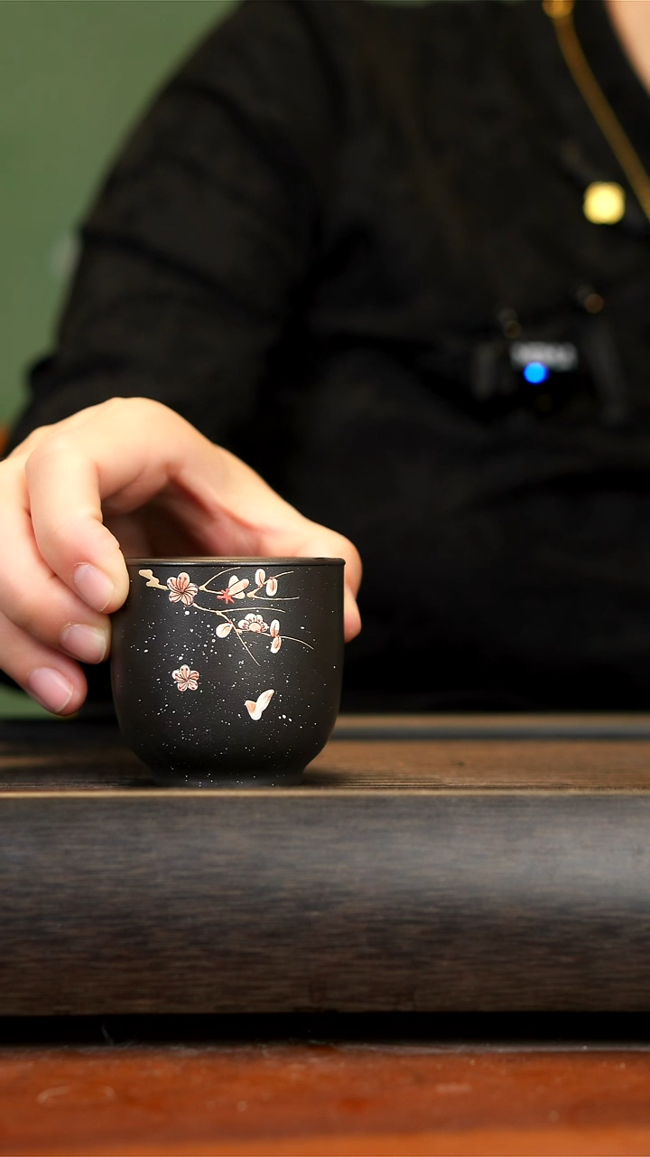 【闪购商品】紫砂茶壶焐灰落雪红梅杯