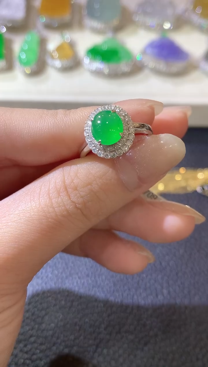 【闪购商品】翡翠戒指18K金镶嵌C83翡翠