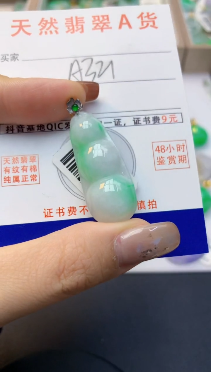 颈饰18K金镶嵌翡翠天然缅甸A货翡翠百元以上9元证书费自理