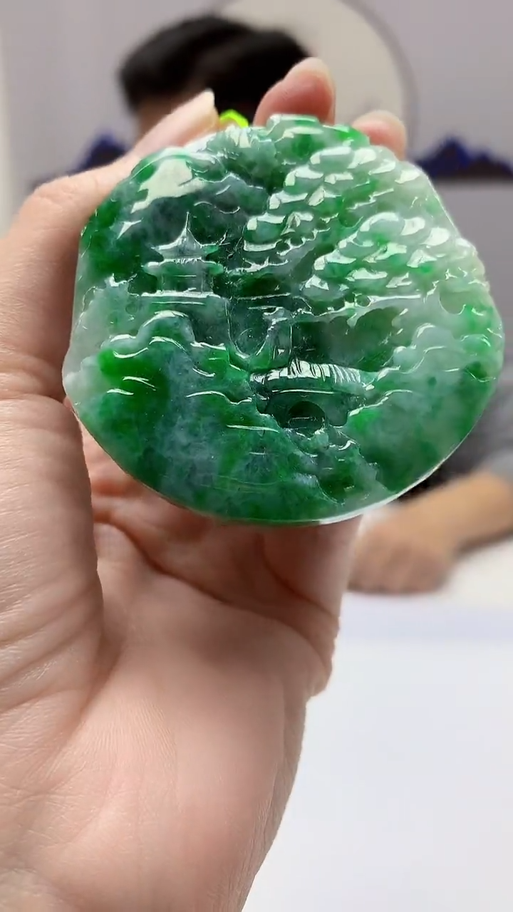 【闪购商品】定制翡翠未镶嵌4917zm-毛货挂件山水57