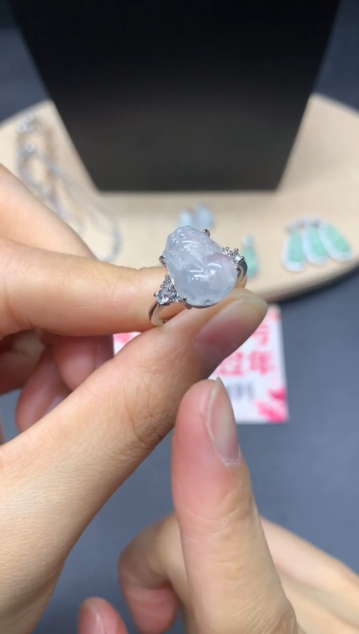 【闪购商品】翡翠戒指银S925镶嵌貔貅【多样性发其一】