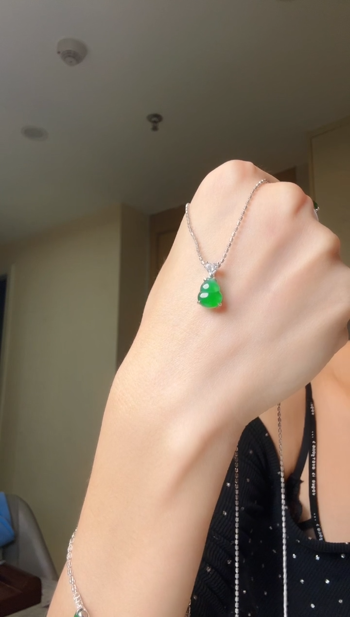 翡翠银S925镶嵌吊坠(不含链)天然翡翠吊坠