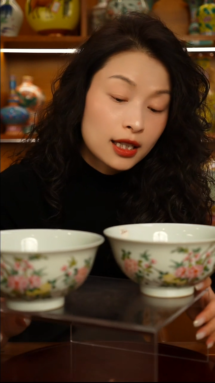 其他瓷粉彩鸟语花香宫碗一对