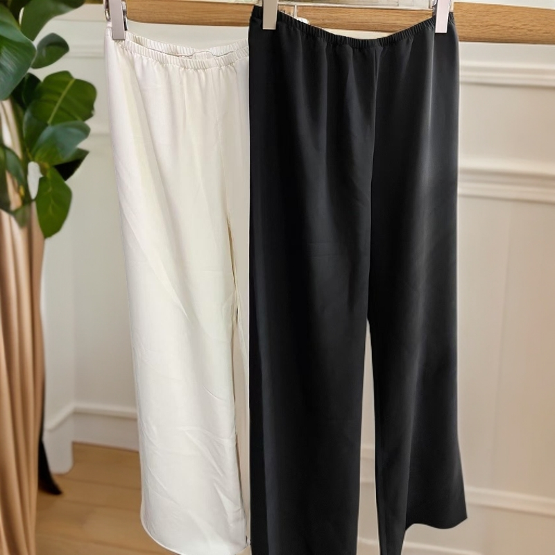 2025夏季新款三醋酸松紧腰大长腿阔腿裤时尚休闲简约