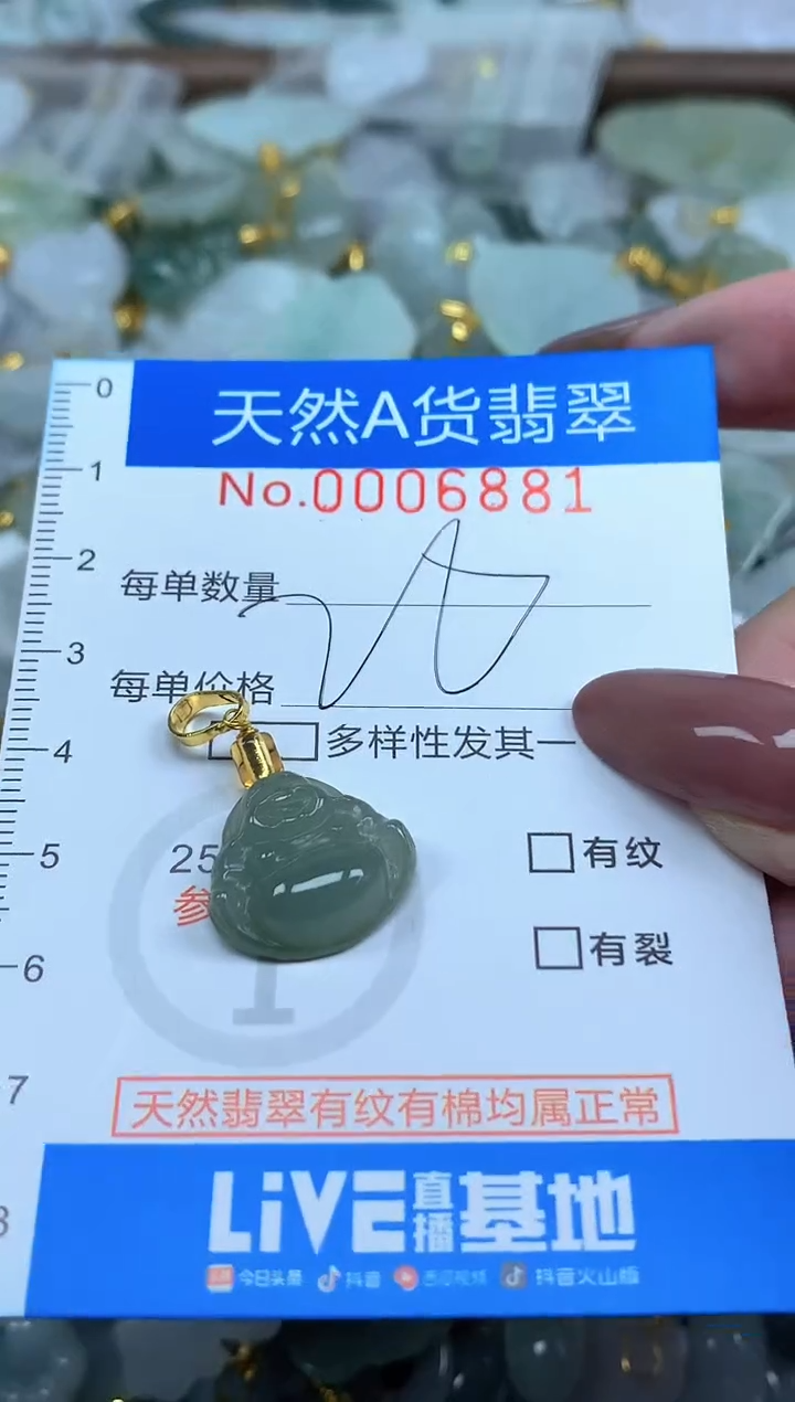 颈饰未镶嵌翡翠净货挂件-6881