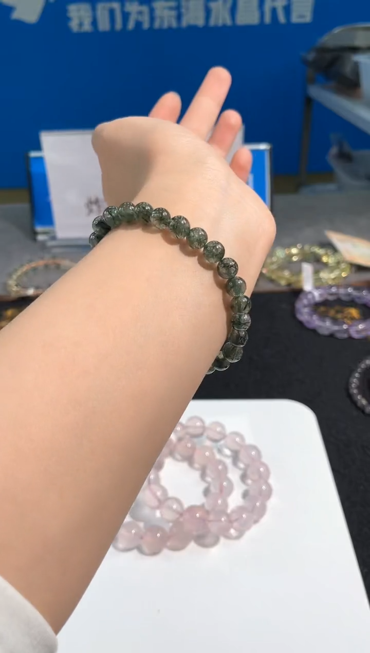 【闪购商品】水晶手链未镶嵌78号绿发晶单圈7mm
