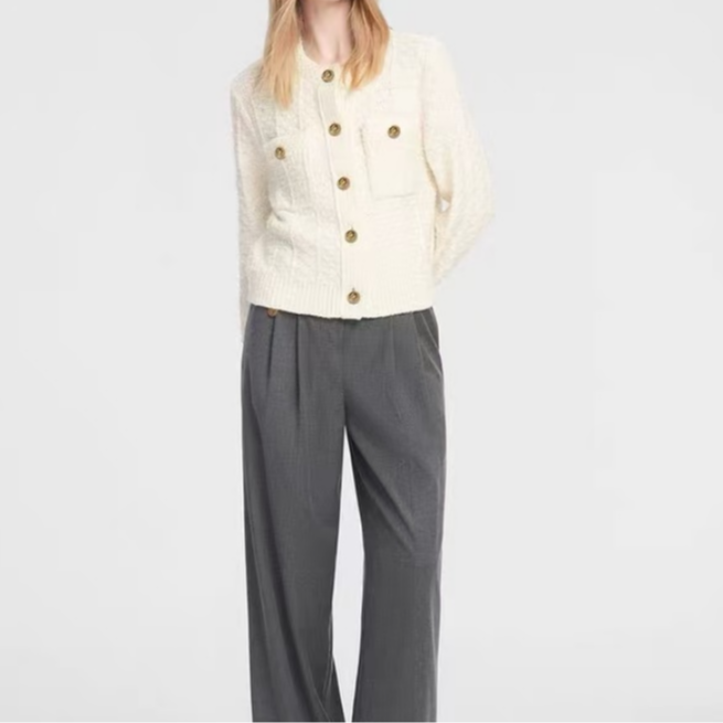 25年春季新款纯色圆领长袖小香风针织开衫（24M0408-770）