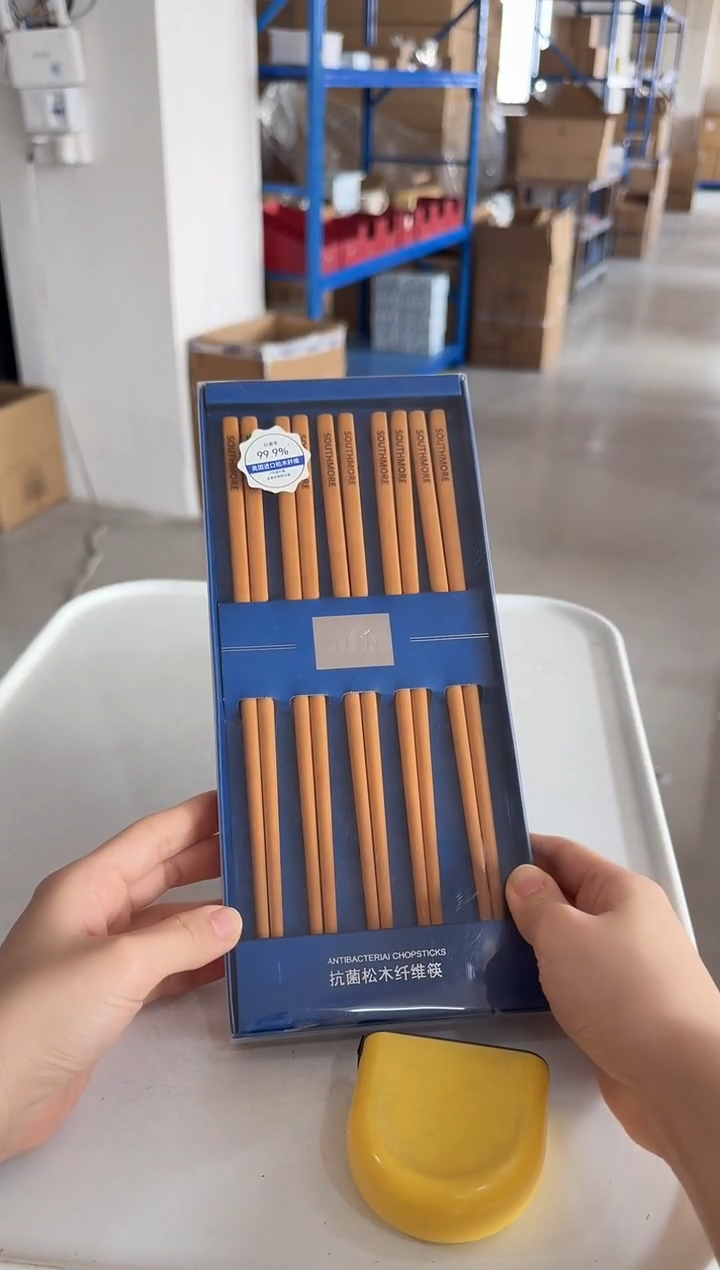 瓷片松木纤维筷子5双装
