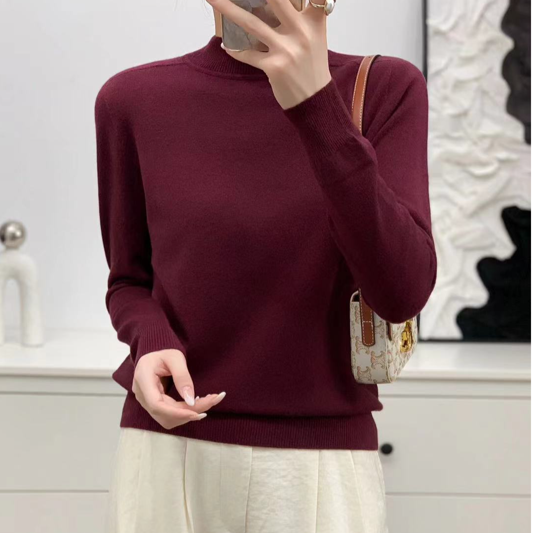 602女针织衫简约透气高领衫打底衫圆领休闲风
