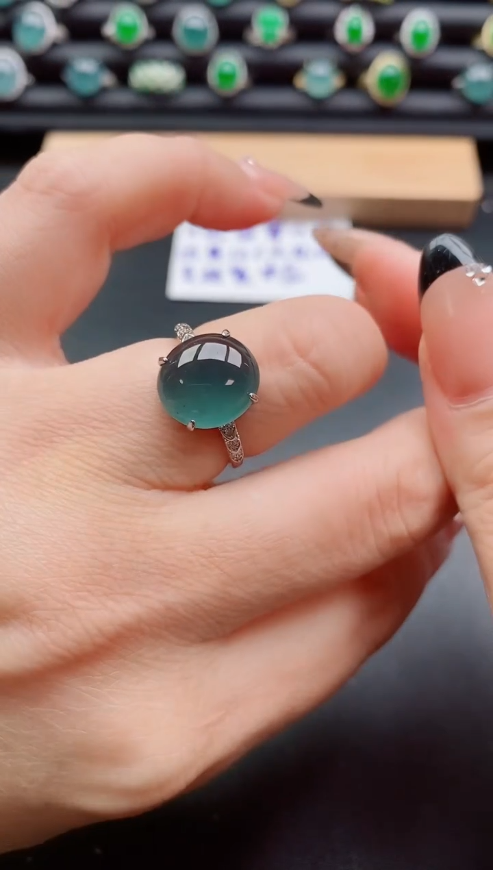 银S925镶嵌戒指翡翠1