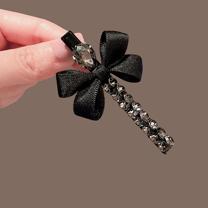 【阿敲】A1037~韩国高级感水钻蝴蝶结发夹时尚气质前额碎发刘海夹