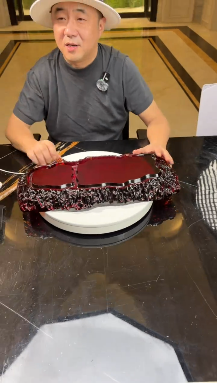 【闪购商品】摆件AJ06698蜜蜡色山河茶盘