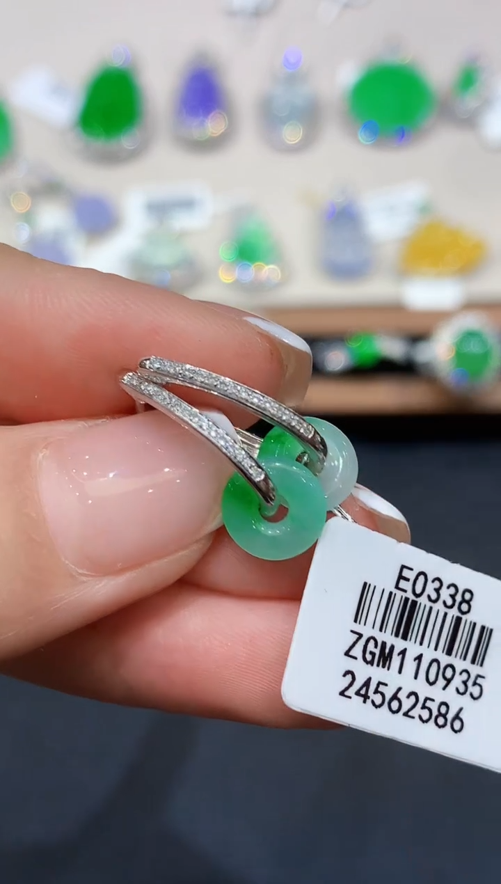 翡翠18K金镶嵌耳饰SY多样性发其一