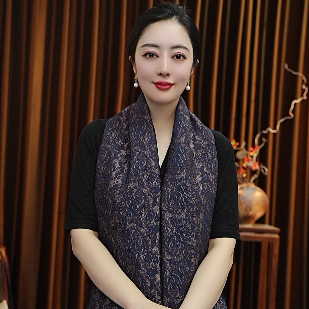 【荣华】135*135色织宋锦双面定位重锻提花中国风女士丝巾披肩高货