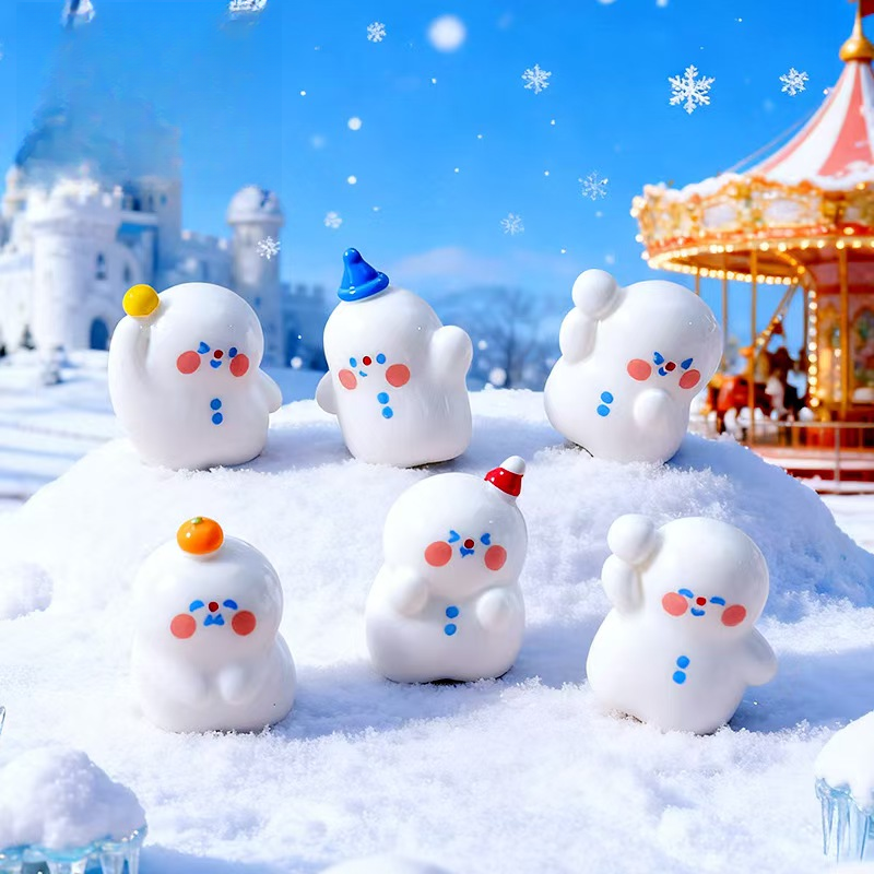 【许愿+对碰】圣诞节可爱小雪人树脂配件桌面办公摆件diy装饰品玩具