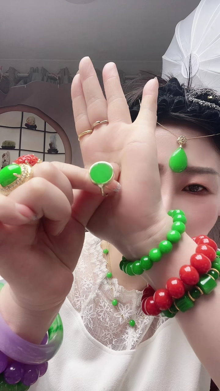 【闪购商品】翡翠戒指14K金镶嵌A61号