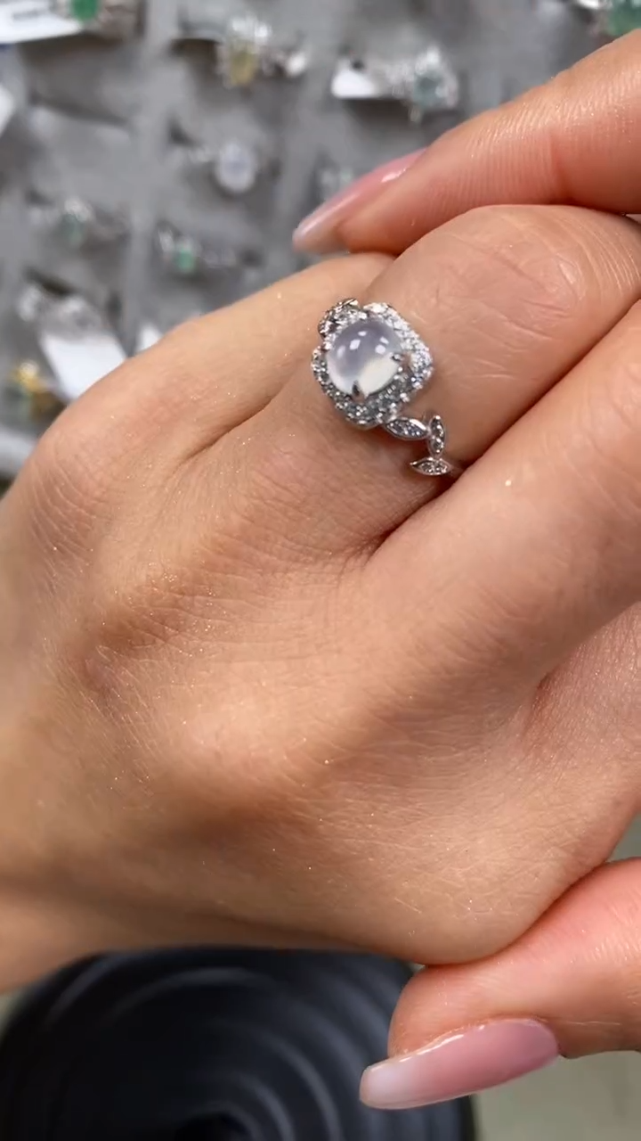 【闪购商品】翡翠戒指银S925镶嵌8400