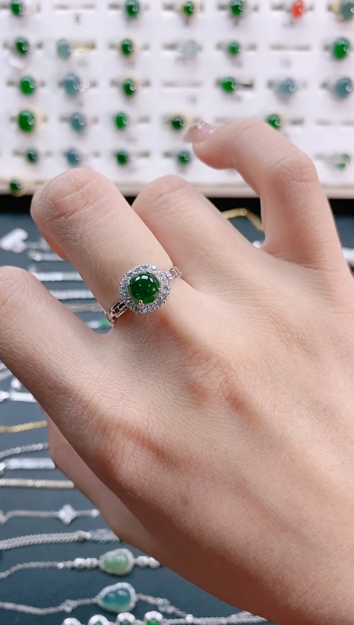 【闪购商品】翡翠戒指银S925镶嵌天然翡翠