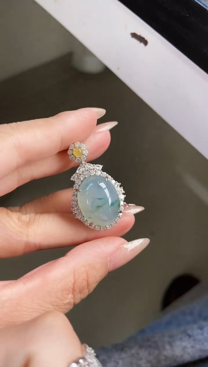 颈饰银S925镶嵌翡翠12