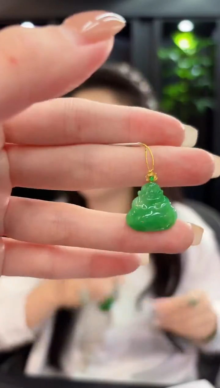 吊坠(不含链)18K金镶嵌翡翠缅料A货/支持复检/一件