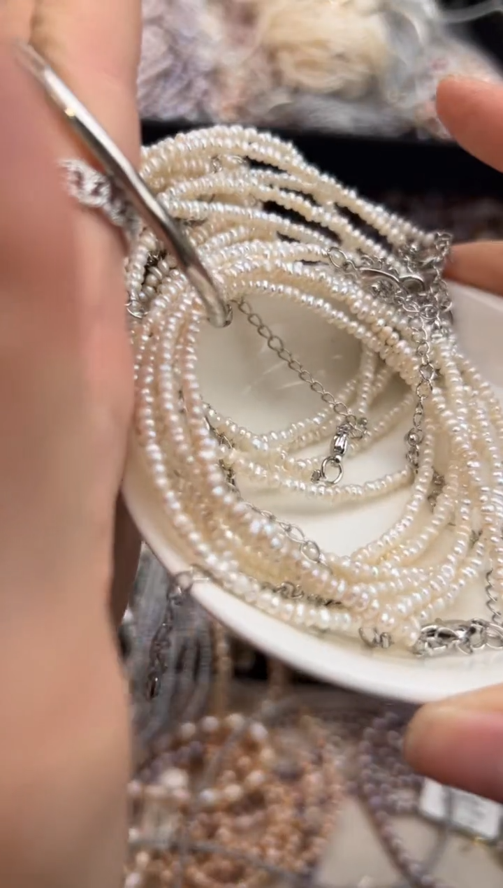 未镶嵌福利淡水珍珠无核*强光珍珠白色手链（3-4mm多样性发一）