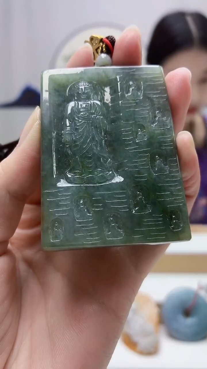 未镶嵌定制翡翠4812zm-毛货挂件佛观天下31