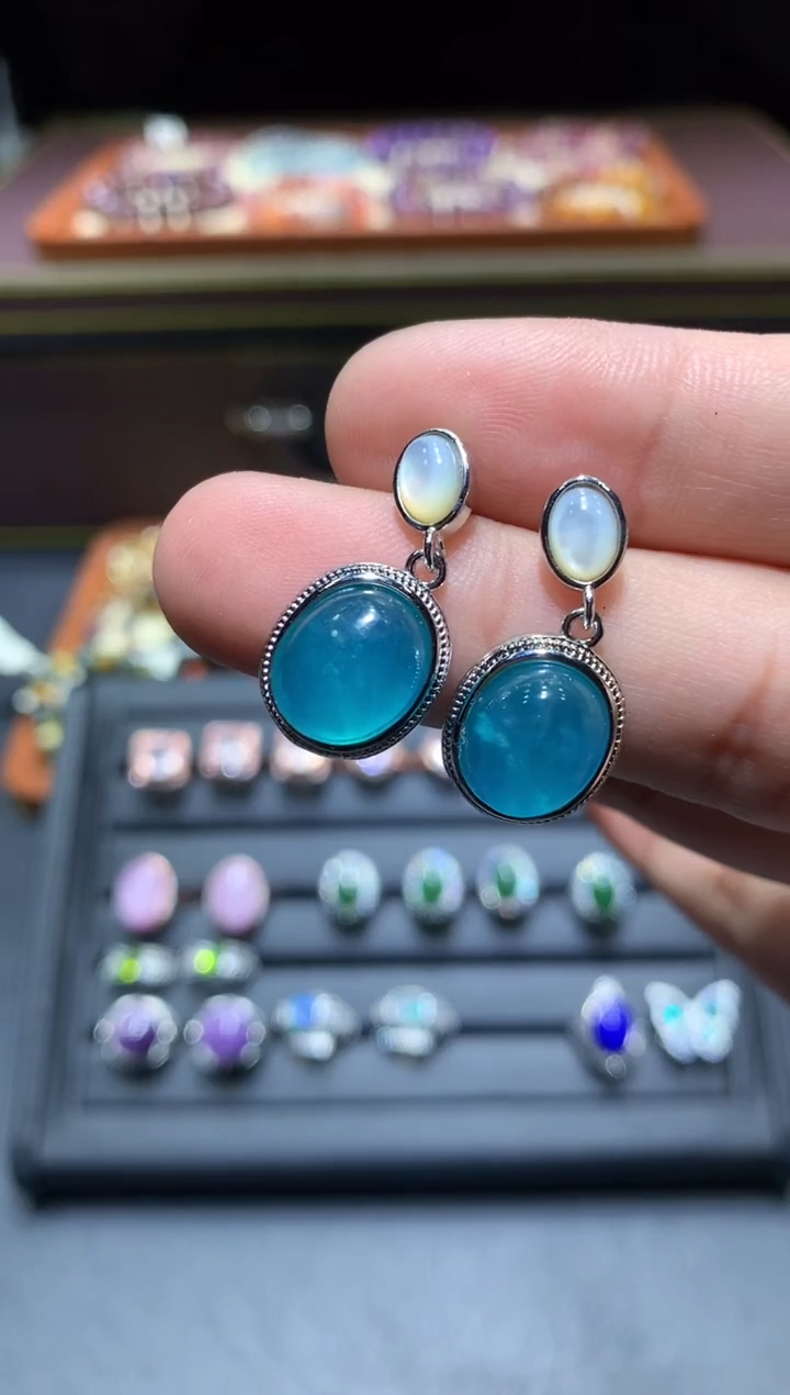 【闪购商品】天河石耳钉未镶嵌F45多样性发货只发一件