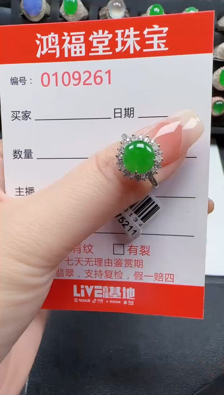 【闪购商品】翡翠戒指银S925镶嵌9261