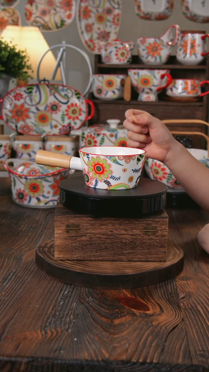 盘蝶恋花圆木手柄碗
