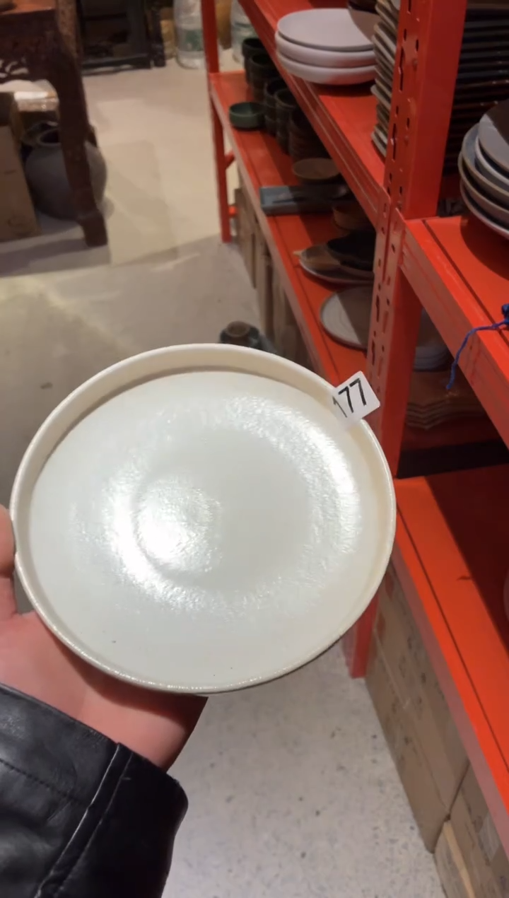 瓷片菠***李177至野白立边盘1个