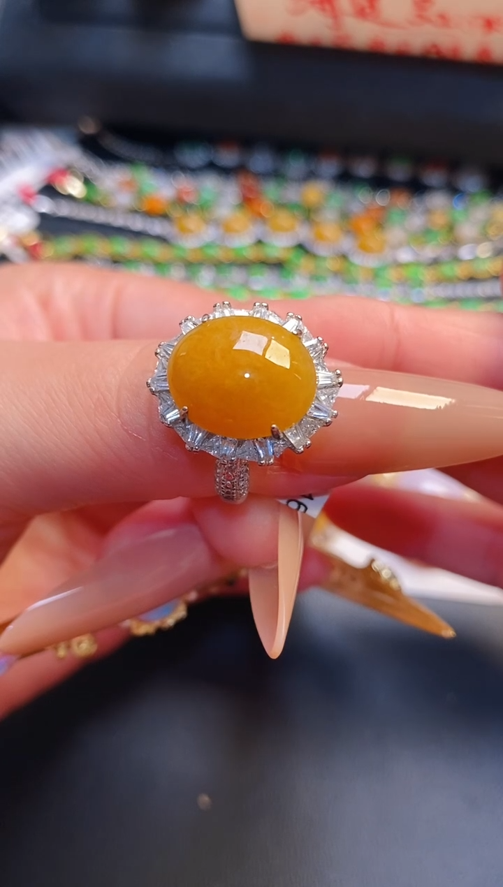 银S925镶嵌戒指翡翠天然