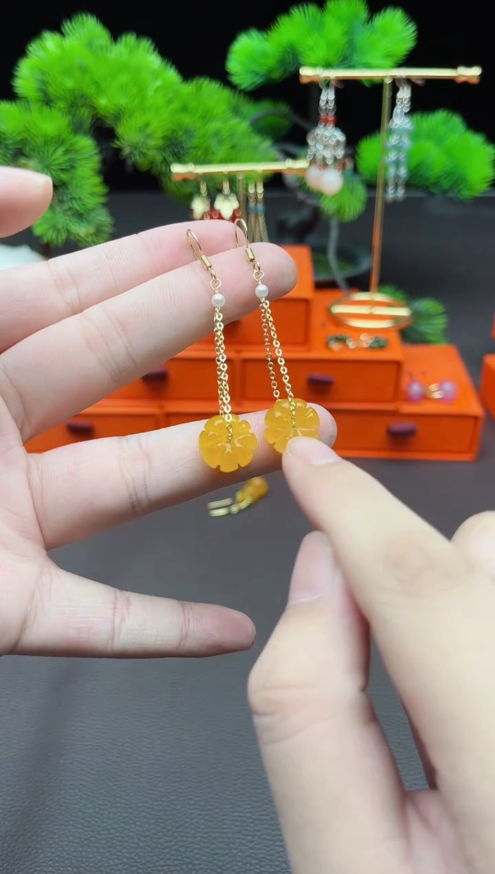 玛瑙/玉髓耳饰银S925镶嵌7200000