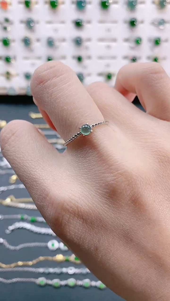 【闪购商品】翡翠戒指银S925镶嵌天然翡翠