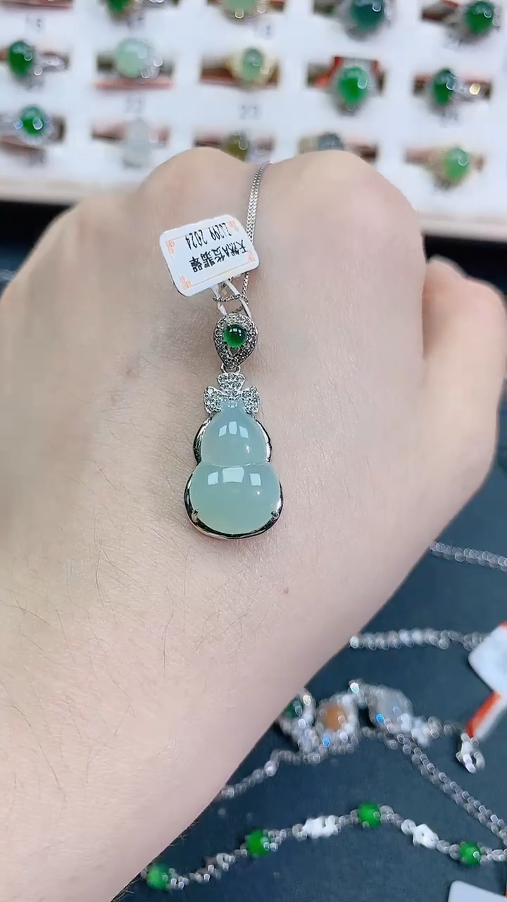 颈饰银S925镶嵌翡翠天然翡翠 