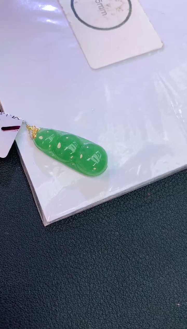 翡翠18K金镶嵌颈饰赠礼盒证书 麦麦