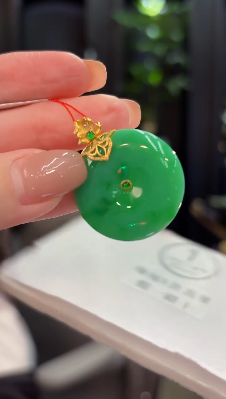 吊坠(不含链)18K金镶嵌翡翠 缅甸A货/支持复检/一件