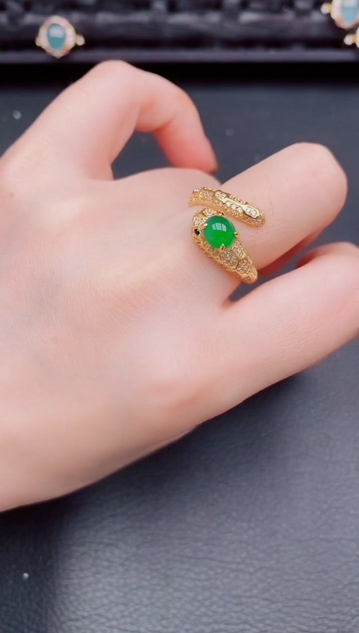 【闪购商品】翡翠戒指银S925镶嵌天然a货翡翠324