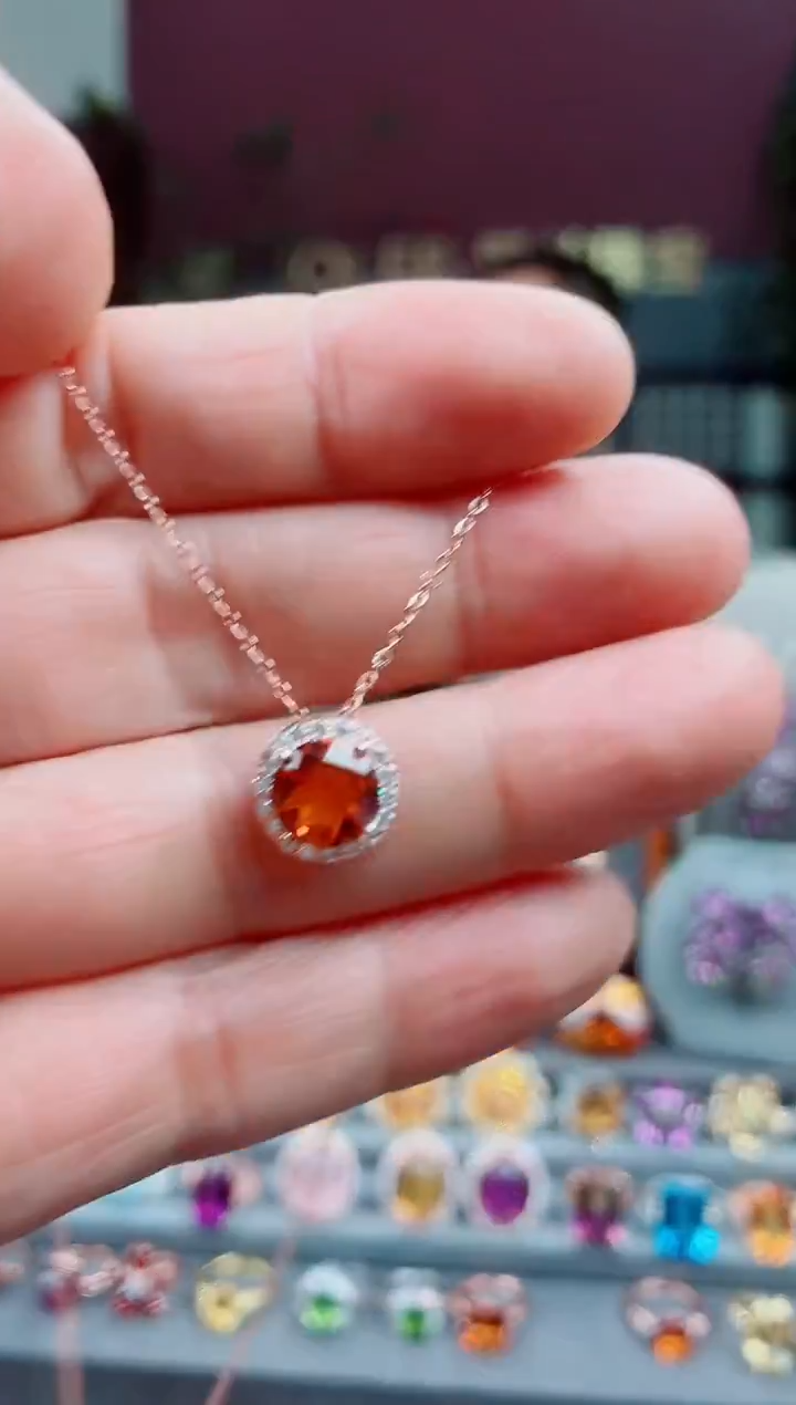 吊坠(赠链)银S925镶嵌黄晶黄晶吊坠