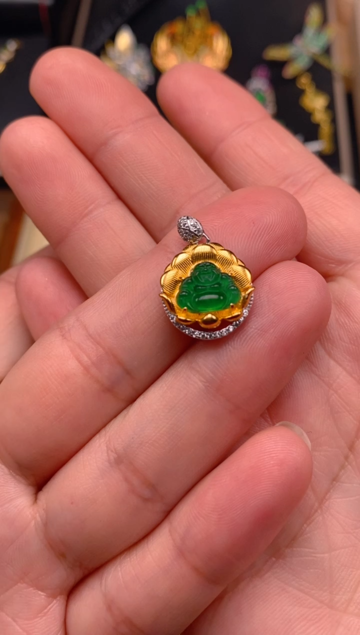 【闪购商品】翡翠吊坠(不含链)银S925镶嵌佛公