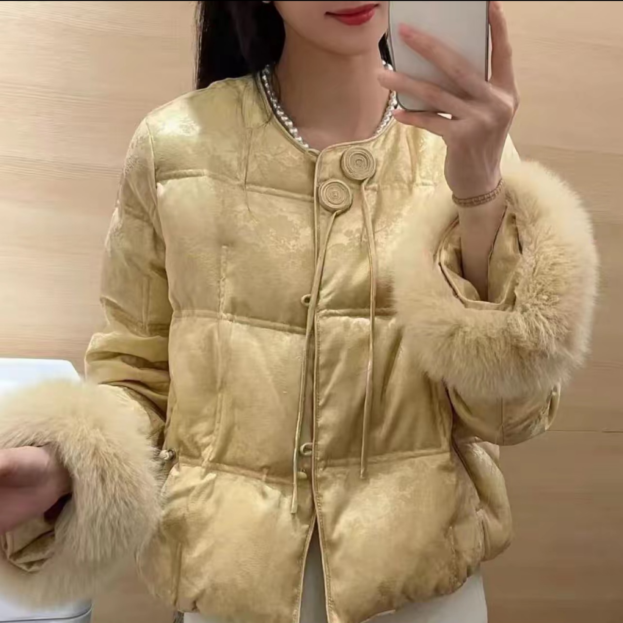 新中式国风棉服女款2025冬季新款提花高级感石墨烯云绒外套