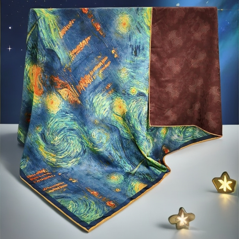 清 门店款SHSTORY品牌捡漏C23双面140cm星空高奢香云重磅苏罗方巾