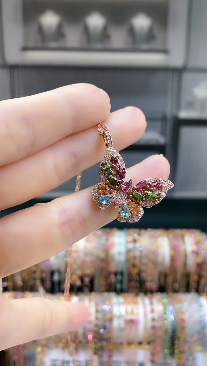 银S925镶嵌吊坠碧玺66666666666