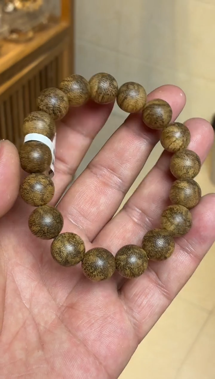 沉香手串 菩萨棋圆珠单圈虎斑1.3多样性发其一
