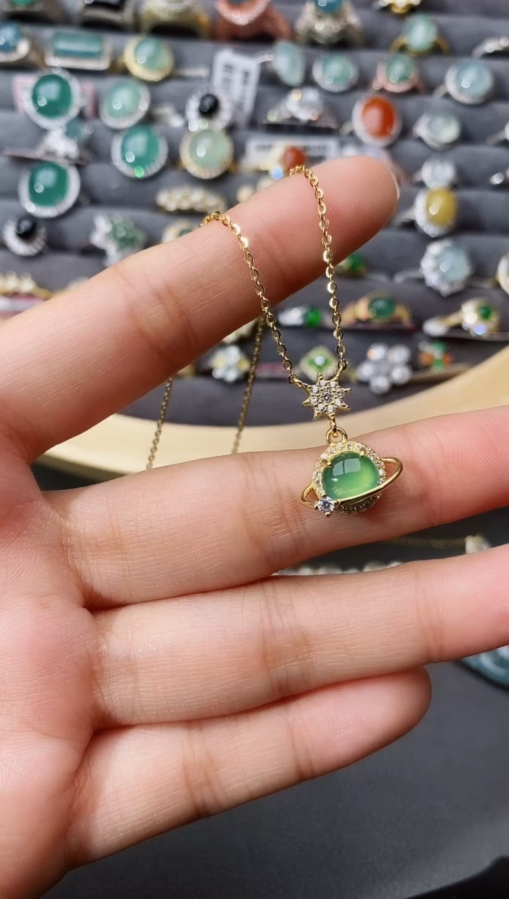 【闪购商品】翡翠戒指银S925镶嵌瑞丽市颜玉珠宝