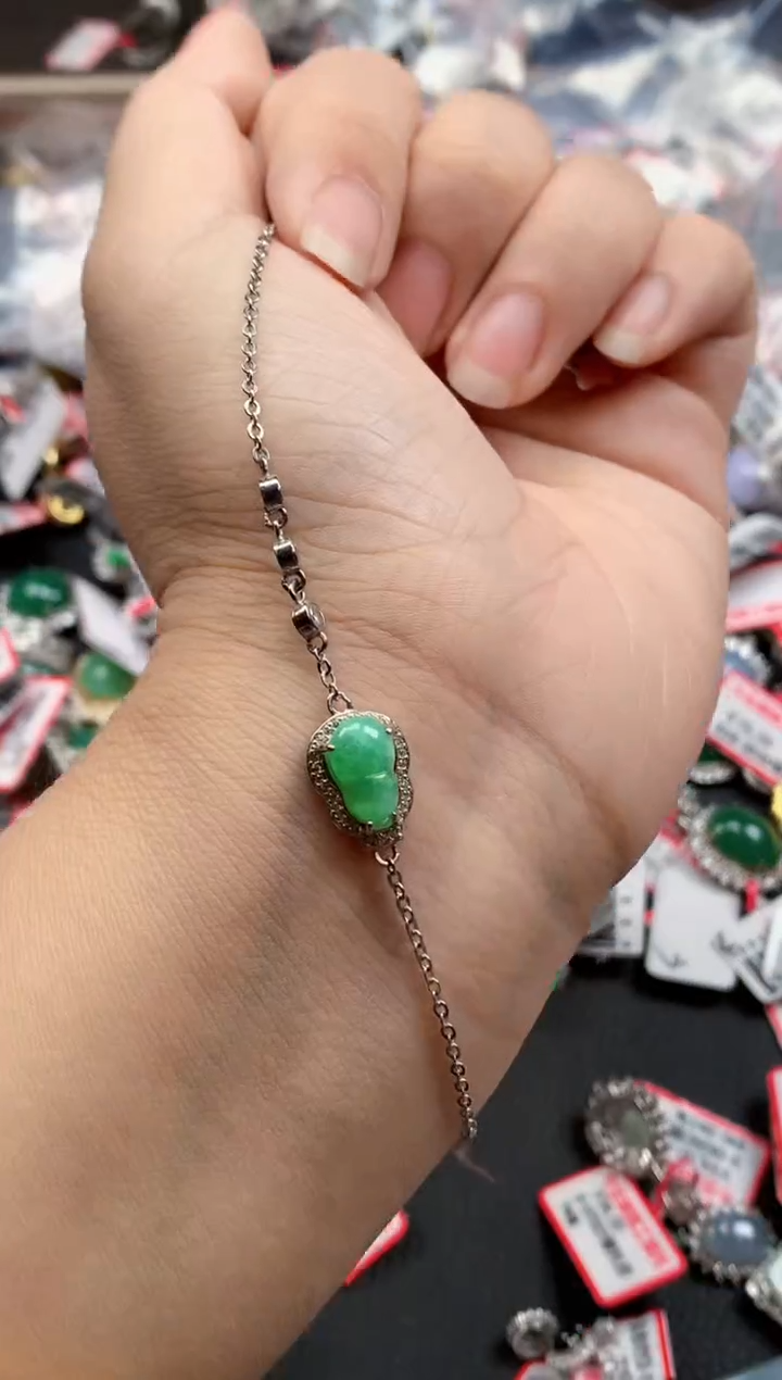 银S925镶嵌戒指翡翠天然A货缅甸翡翠