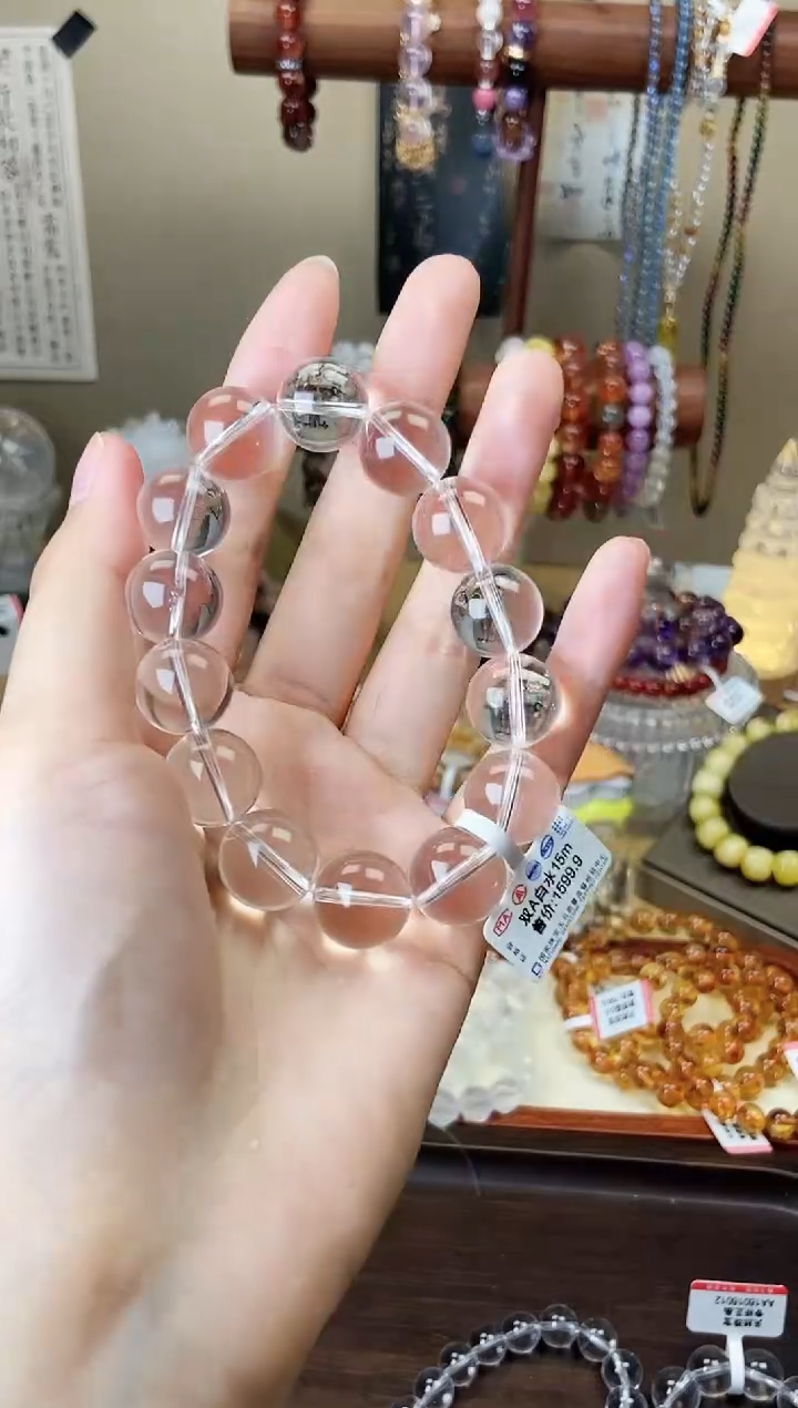 【闪购商品】水晶手链未镶嵌双a白水晶15mm