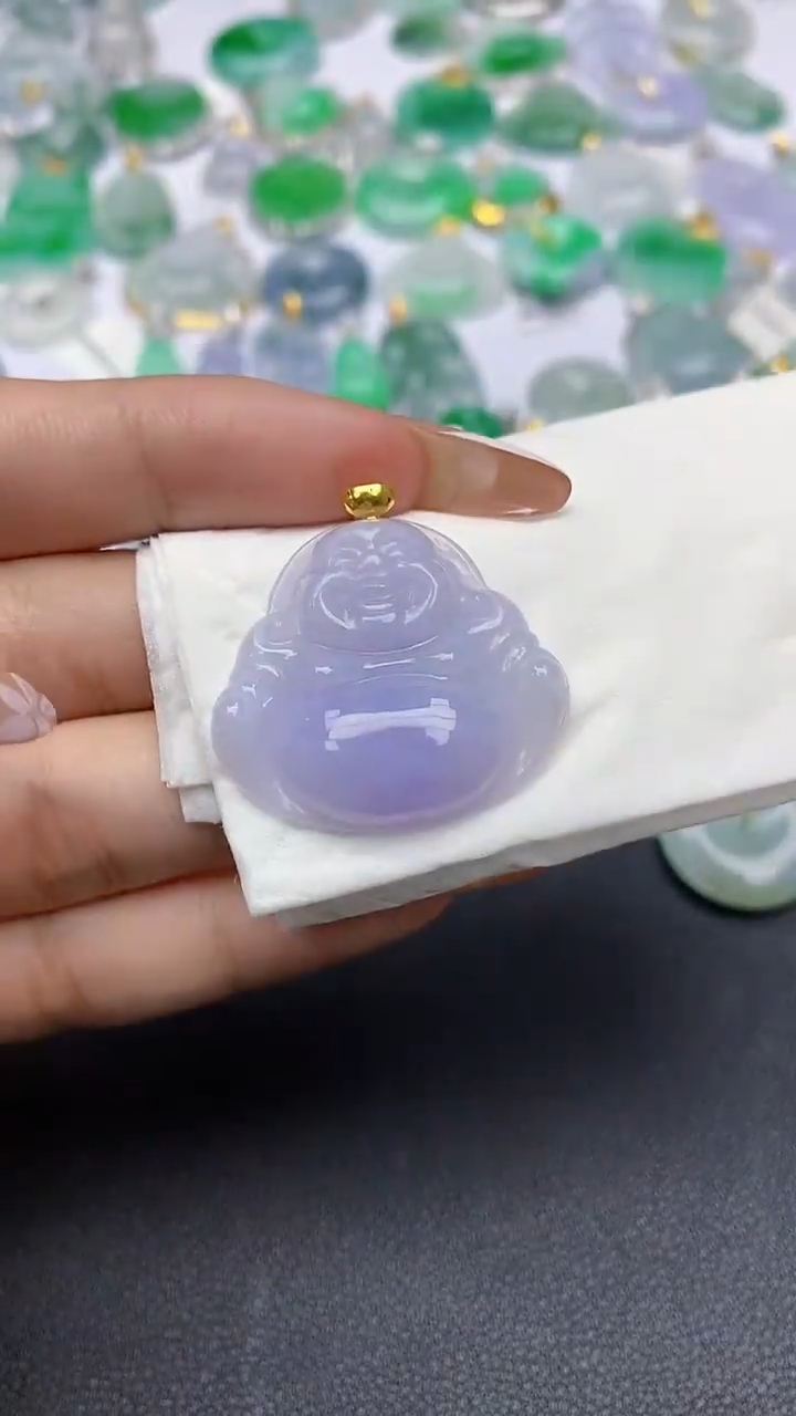 颈饰18K金镶嵌翡翠a货假一赔三支持复检百元上9元证书费自理