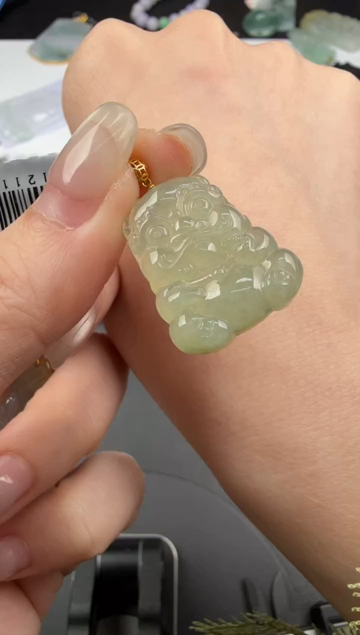 吊坠(不含链)18K金镶嵌翡翠翡翠饰品-251